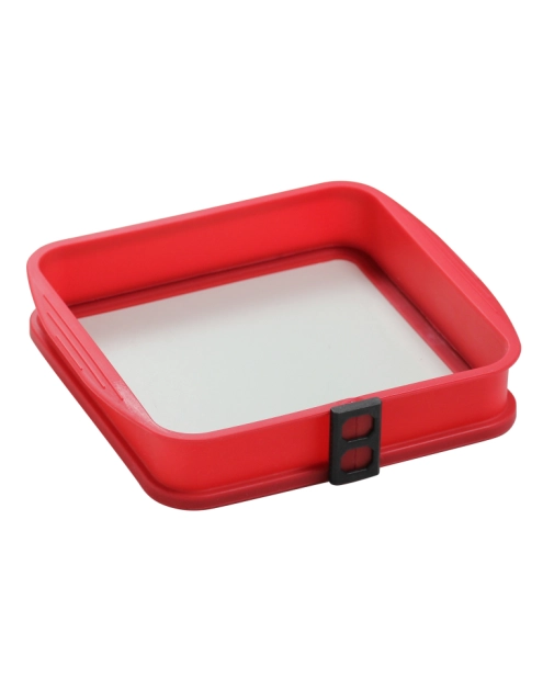 Zdjęcie: Forma Delice 24 cm kwadratowa ze szklanym dnem czerwona AMBITION