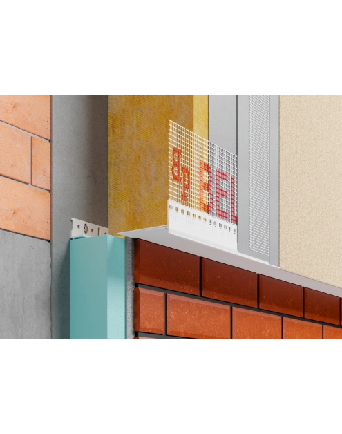 Zdjęcie: Listwa PVC startowa, okapnikowa, podtynkowa z siatką i z regulowaną półką BP30 S LUX N BELLA PLAST