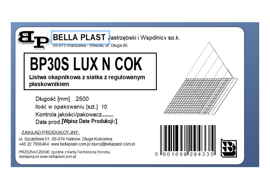Zdjęcie: Listwa PVC startowa, okapnikowa, podtynkowa z siatką i z regulowaną półką BP30 S LUX N BELLA PLAST