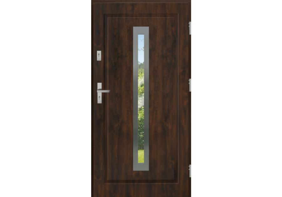 Zdjęcie: Drzwi zewnętrzne stalowo-drewniane Disting Figaro 04 Orzech 100 cm prawe KR CENTER