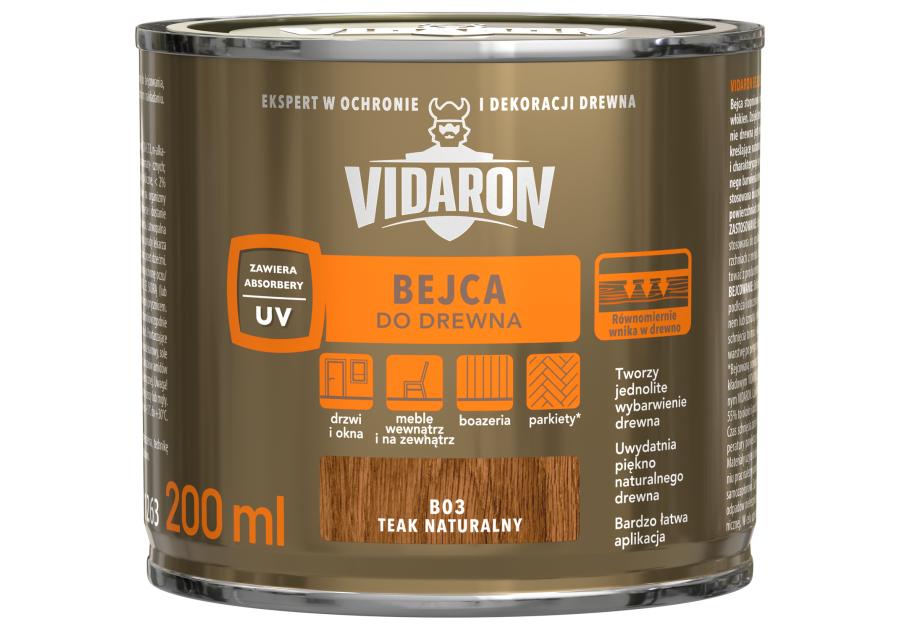 Zdjęcie: Bejca teak naturalny B03 0,2L VIDARON