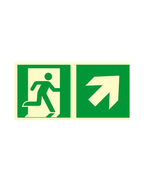 Zdjęcie: Oznaczenie "Kierunek do wyjścia drogi ewakuacyjnej schodami w górę w prawo" 15x30 cm METRO