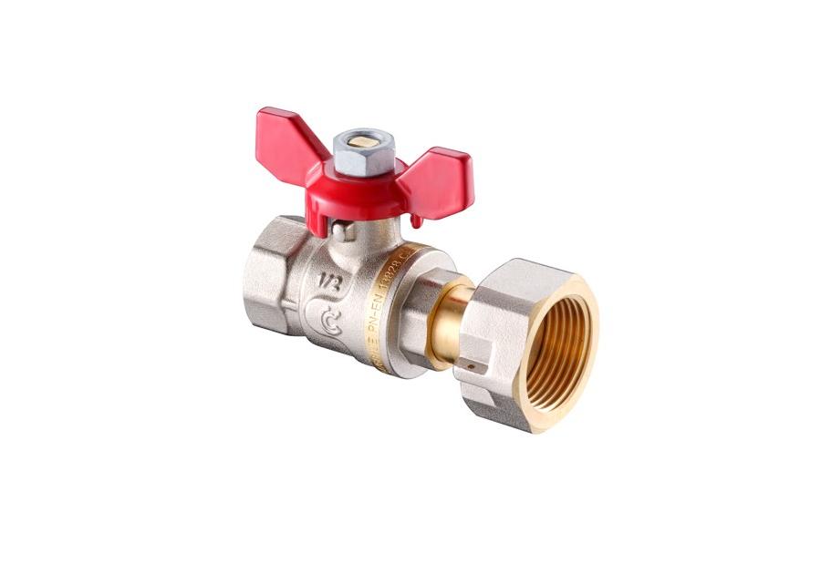 Zdjęcie: Zawór kulowy z ruchomą nakrętką  w/z 1/2"x3/4" z motylkiem CALIDO