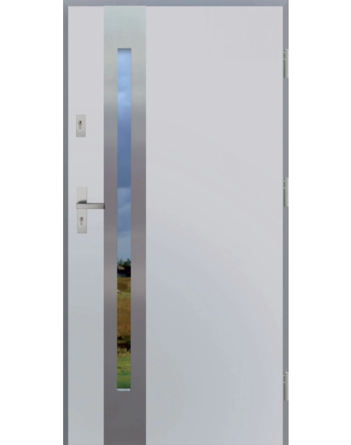 Zdjęcie: Drzwi zewnętrzne stalowo-drewniane Disting Otello 08B Biały 90 cm prawe KR CENTER