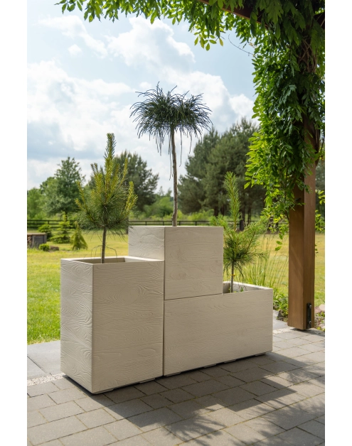 Zdjęcie: Kwietnik Karo 400x400x600 mm deska recycled, beżowy LAMELA