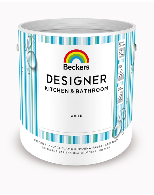 Zdjęcie: Farba lateksowa Designer Kitchen&Bathroom White 2,5 L BECKERS
