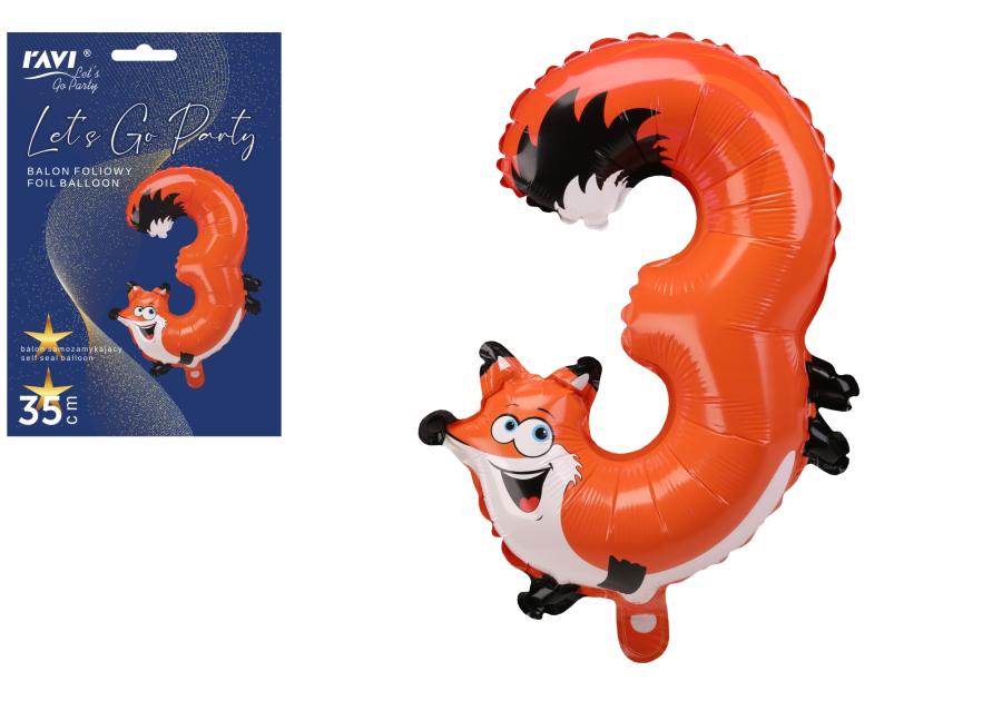 Zdjęcie: Balon foliowy LGP 40 cm Animals Cyfra 3 DECOR