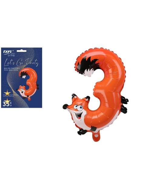 Zdjęcie: Balon foliowy LGP 40 cm Animals Cyfra 3 DECOR