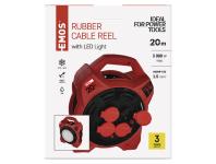 Zdjęcie: Przedłużacz zwijany ogrodowy 20 m, 4 gn, guma, 230 V, 1,5 mm2 z naświetlaczem LED EMOS