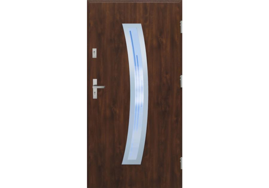 Zdjęcie: Drzwi zewnętrzne stalowo-drewniane Disting Otello 02 Orzech 90 cm prawe KR CENTER