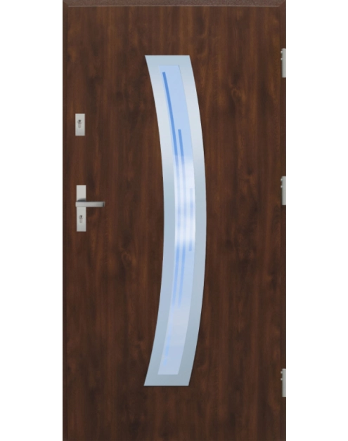 Zdjęcie: Drzwi zewnętrzne stalowo-drewniane Disting Otello 02 Orzech 90 cm prawe KR CENTER