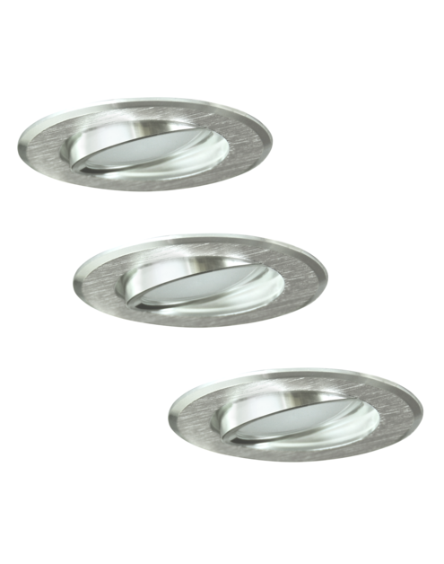 Zdjęcie: Oprawki podtynkowe LED Syn Olal aluminiowe 3in1 okragle srebrne szczotkowane 3pak POLUX