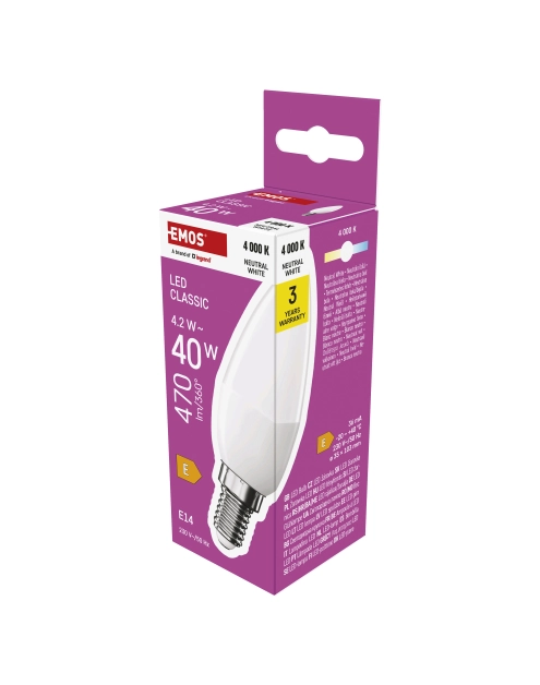 Zdjęcie: Żarówka LED C35 4,2 W 470 lm E14 światło neutralne EMOS