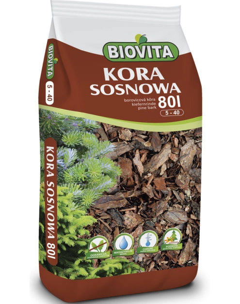 Zdjęcie: Kora sosnowa średnia 5-40 mm - 80 l BIOVITA