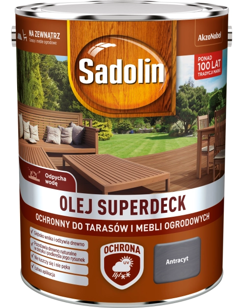 Zdjęcie: Olej Superdeck antracyt 5 L SADOLIN