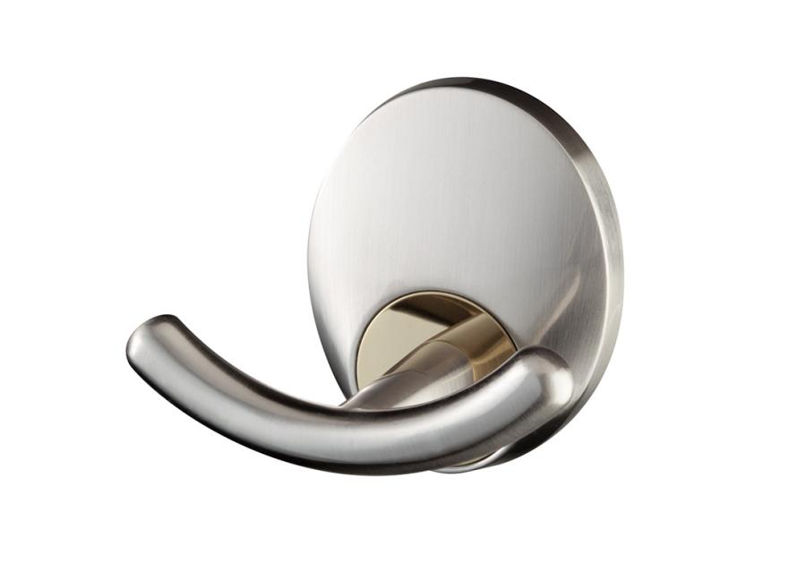 Zdjęcie: Wieszak podwójny Passion satyn nikiel-złoto BISK