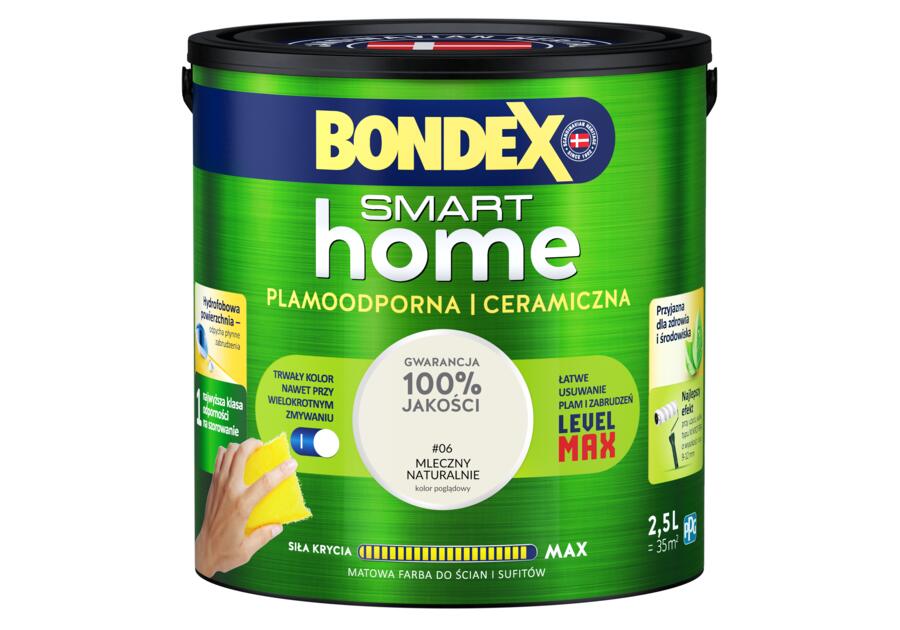 Zdjęcie: Farba plamoodporna mleczny naturalnie 2,5 L BONDEX SMART HOME
