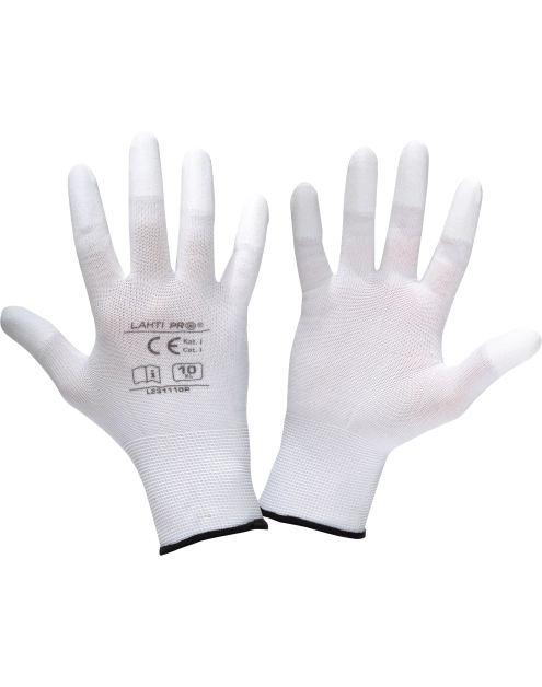 Zdjęcie: Rękawice PU końcówki palców białe,  9, CE, LAHTI PRO