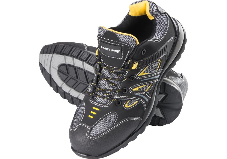 Zdjęcie: Półbuty nubuk/dzianina czarno-żółte, s1p sra, 47, CE, LAHTI PRO