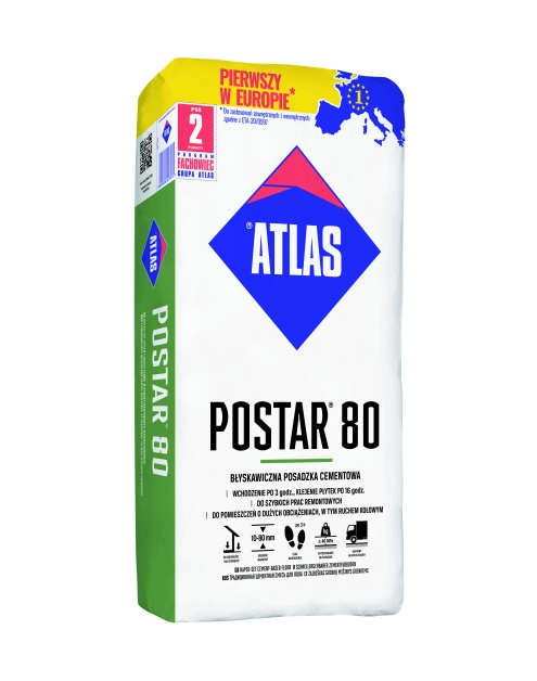 Zdjęcie: Posadzka cementowa Postar 80 - 25 kg ATLAS