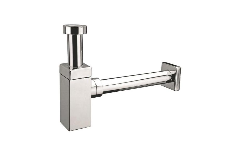 Zdjęcie: Syfon umywalkowy butelkowy kwadratowy dekoracyjny 1.1/4x32 bez spustu chrom MCALPINE