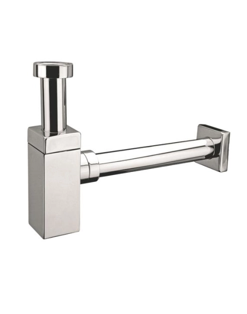 Zdjęcie: Syfon umywalkowy butelkowy kwadratowy dekoracyjny 1.1/4x32 bez spustu chrom MCALPINE