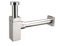 Zdjęcie: Syfon umywalkowy butelkowy kwadratowy dekoracyjny 1.1/4x32 bez spustu chrom MCALPINE