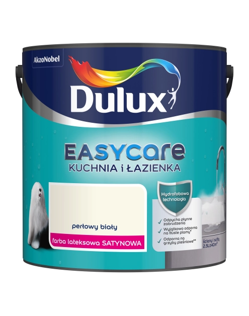 Zdjęcie: Farba lateksowa Easy Care Kuchnia&Łazienka perłowy biały 2,5 L DULUX