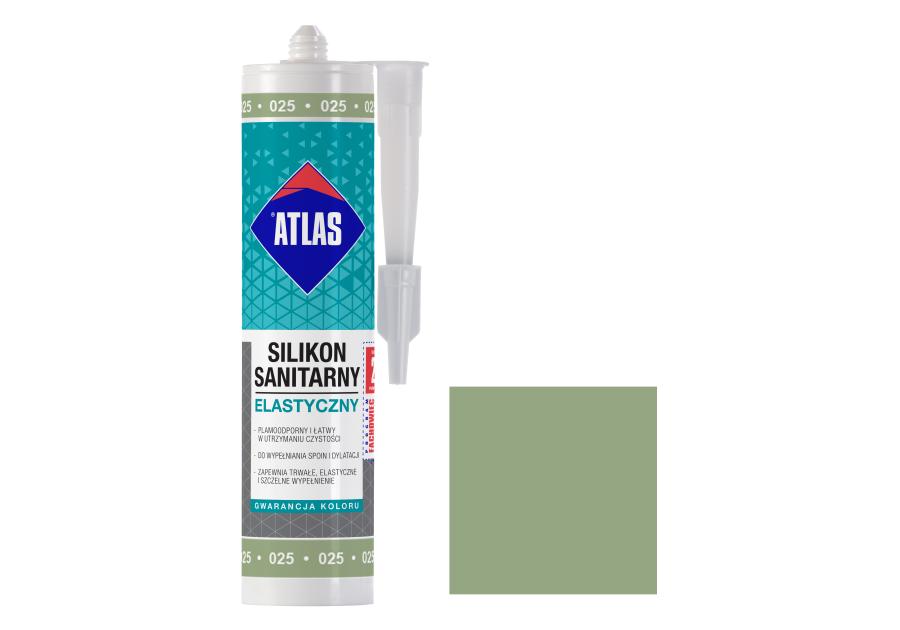Zdjęcie: Silikon sanitarny elastyczny 025 jasnozielony 280 ml ATLAS
