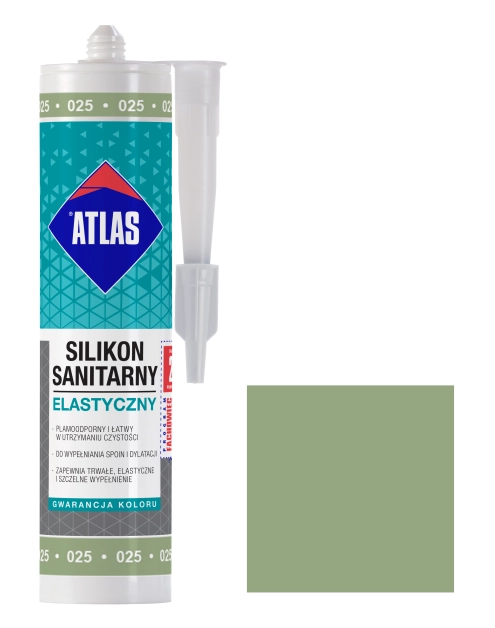 Zdjęcie: Silikon sanitarny elastyczny 025 jasnozielony 280 ml ATLAS