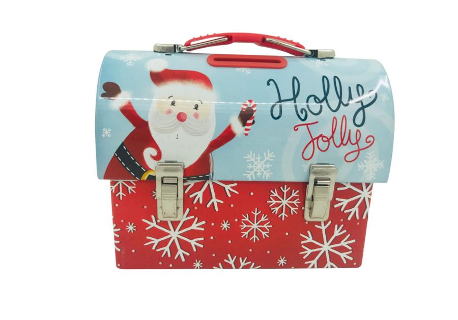 Zdjęcie: Puszka skarbonka kuferek z uchwytem 14x7x10,5 cm dekoracja Mikołaj ALTOMDESIGN