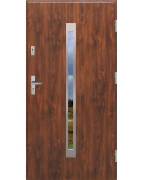 Zdjęcie: Drzwi zewnętrzne stalowo-drewniane Disting Otello 11 Dąb złoty 100 cm prawe KR CENTER