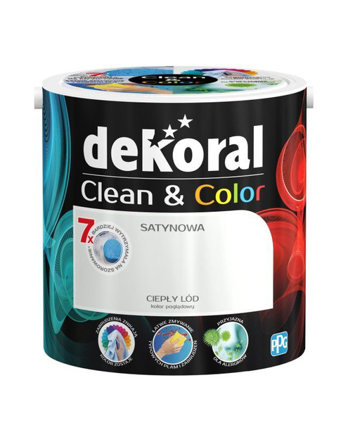 Zdjęcie: Farba satynowa Clean&Color 2,5 L ciepły lód DEKORAL