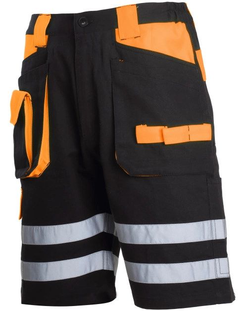 Zdjęcie: Spodenki krótkie czarno-pomarańczowem 100% bawełna z odblaskami,3XL,CE,LAHTI PRO