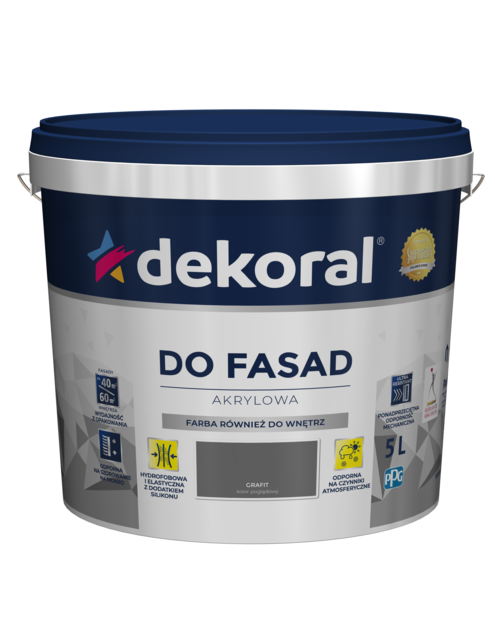 Zdjęcie: Farba fasadowa grafit 5 L Polinit DEKORAL