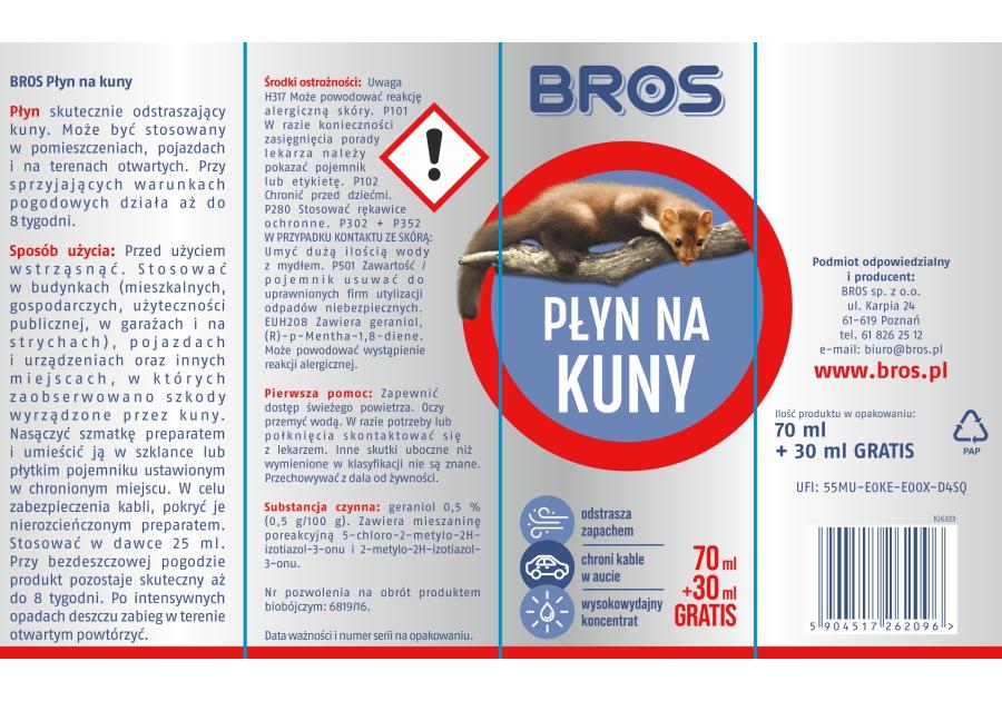 Zdjęcie: Płyn na kuny w sprayu 100 ml BROS