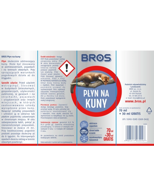 Zdjęcie: Płyn na kuny w sprayu 100 ml BROS