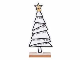 Choinka drewniana 12x5x25,5 cm biała w paski ALTOMDESIGN