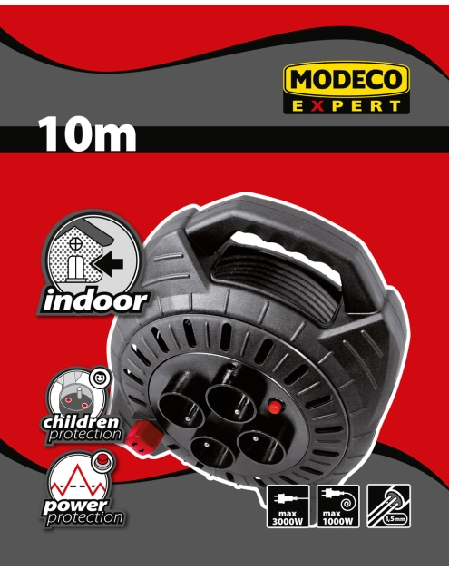 Zdjęcie: Przedłużacz zwijany do zast wewnątrz 10 m przekrój 3x1,5 mm RAWLPLUG