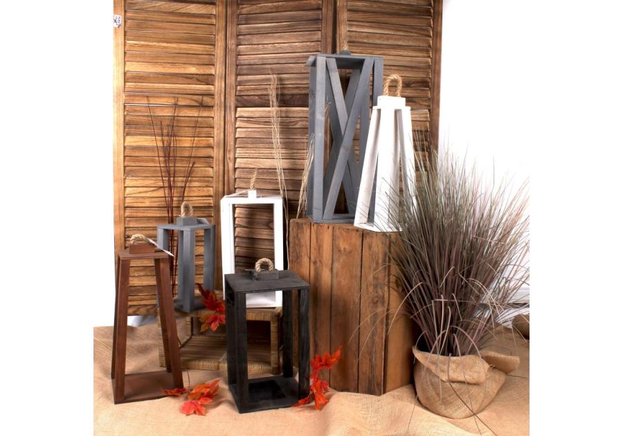 Zdjęcie: Latarenka drewniana 14x14x27,5/30,5/36 cm brązowa TIN TOURS