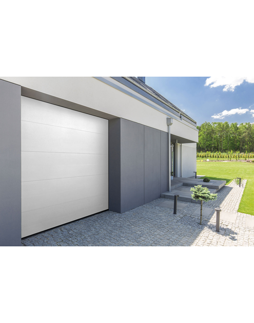 Zdjęcie: Brama garażowa segmentowa Optimal L40, 2500x2125 mm, biała,  woodgrain KRONMAT