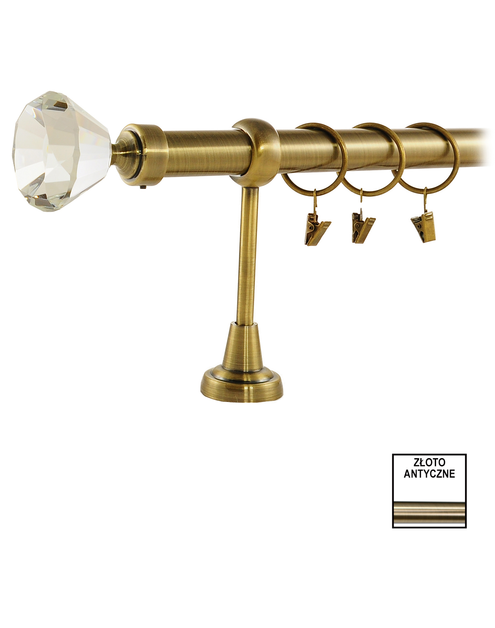 Zdjęcie: Karnisz pojedynczy Zeus fi 25 mm - 480 cm diament złoto KARWEL