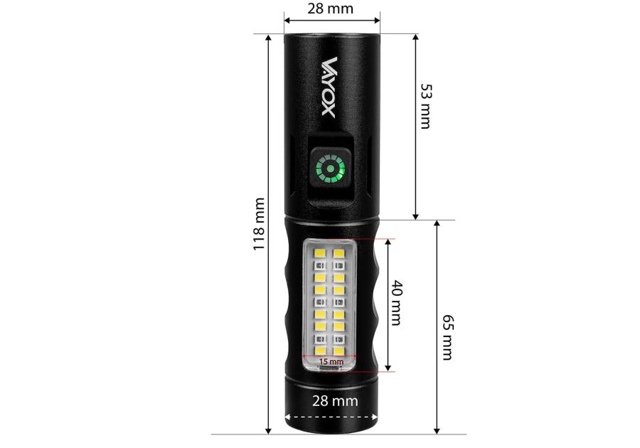 Zdjęcie: Latarka akumulatorowa 250lm 5W LED + SMD VA0184 VAYOX