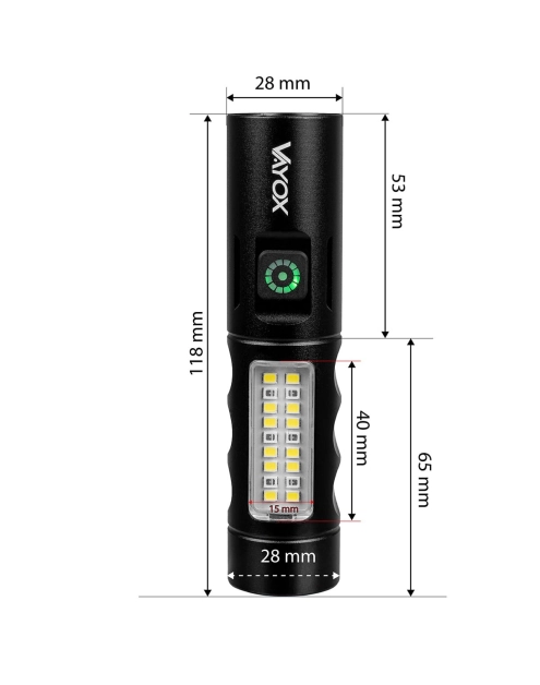 Zdjęcie: Latarka akumulatorowa 250lm 5W LED + SMD VA0184 VAYOX