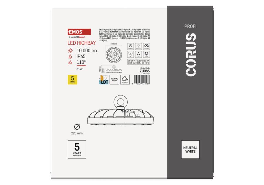 Zdjęcie: Oprawa przemysłowa LED Highbay Corus 83W, 10000lm NW EMOS