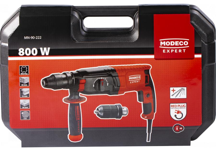 Zdjęcie: Młotowierka SDS plus 800 W 26 mm 2,8J QCC akcesoria, walizka MODECO EXPERT