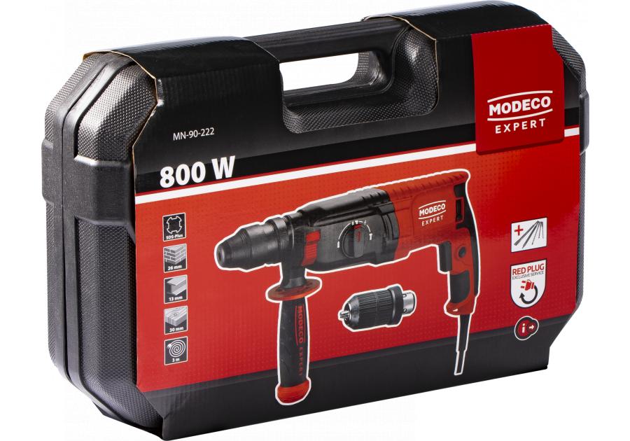 Zdjęcie: Młotowierka SDS plus 800 W 26 mm 2,8J QCC akcesoria, walizka MODECO EXPERT