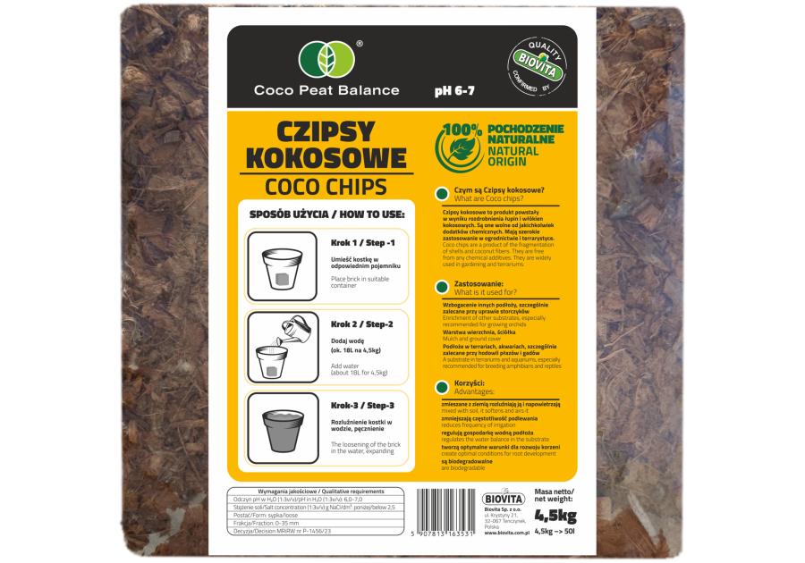 Zdjęcie: Czipsy kokosowe COCO chips brykiet 4,5kg BIOVITA