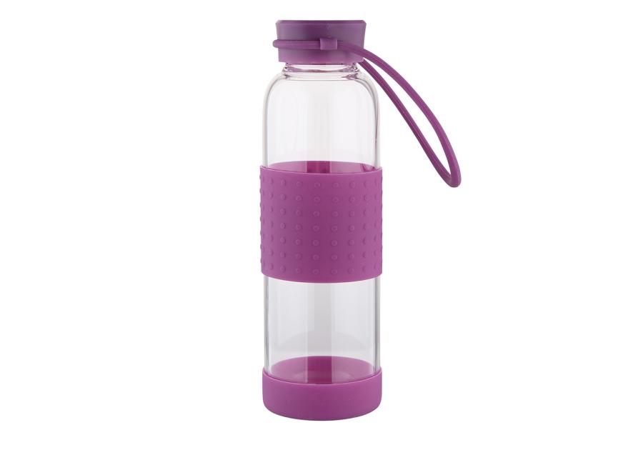 Zdjęcie: Butelka szklana w silikonowej osłonie 550 ml fioletowa ALTOMDESIGN