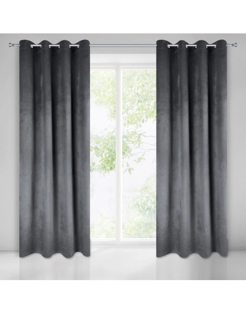 Zdjęcie: Zasłona Sarah 140x250 cm grafitowa na przelotkach EUROFIRANY